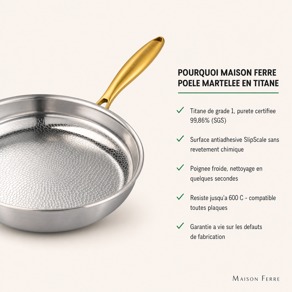 Poêle essentielle en titane Pro – vue détaillée