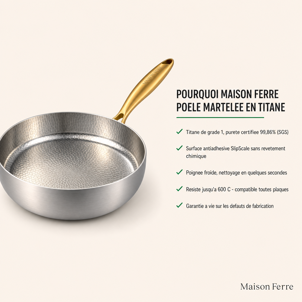 Poêle haute en titane Pro – vue détaillée