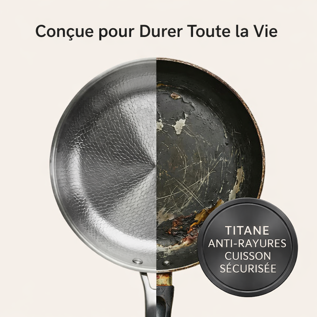 Poêle profonde martelée en titane