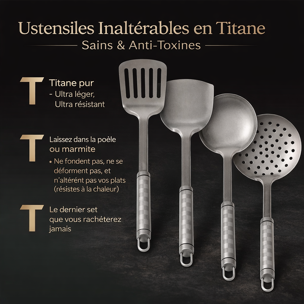 Batterie de cuisine classique complète en titane (14 pièces) 