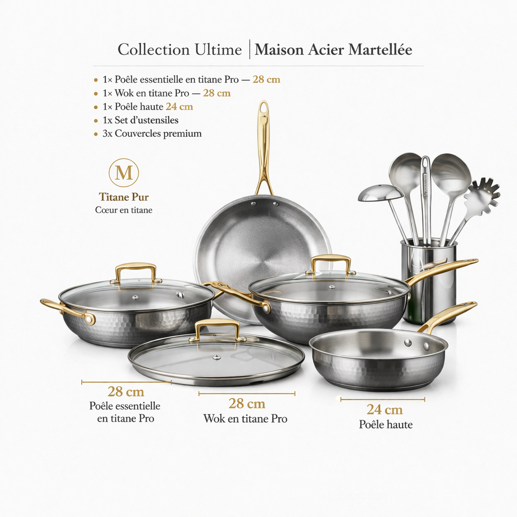 Set essentiel de poêles en titane