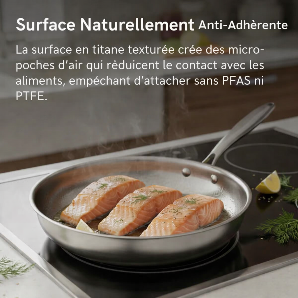 Poêle profonde martelée en titane