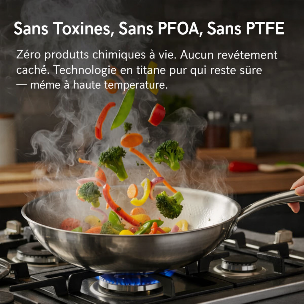 Poêle profonde martelée en titane