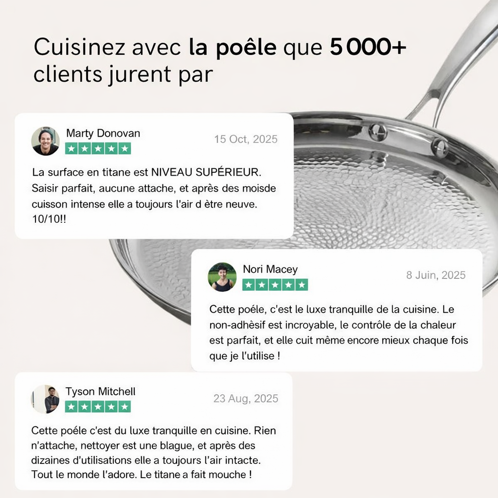 Poêle profonde martelée en titane