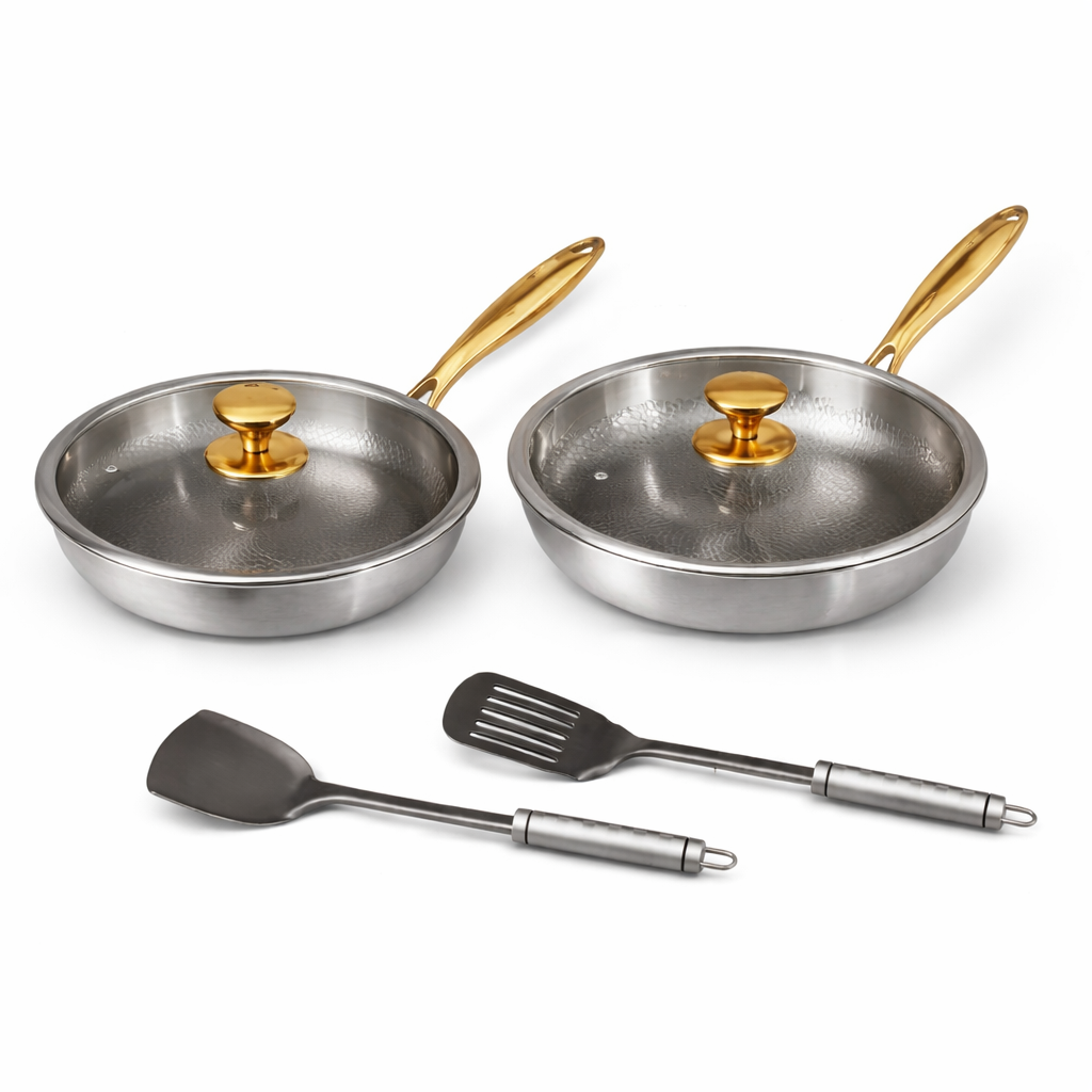 Coffret Duo Quotidien de Poêles en Titane Pur (6 pièces)
