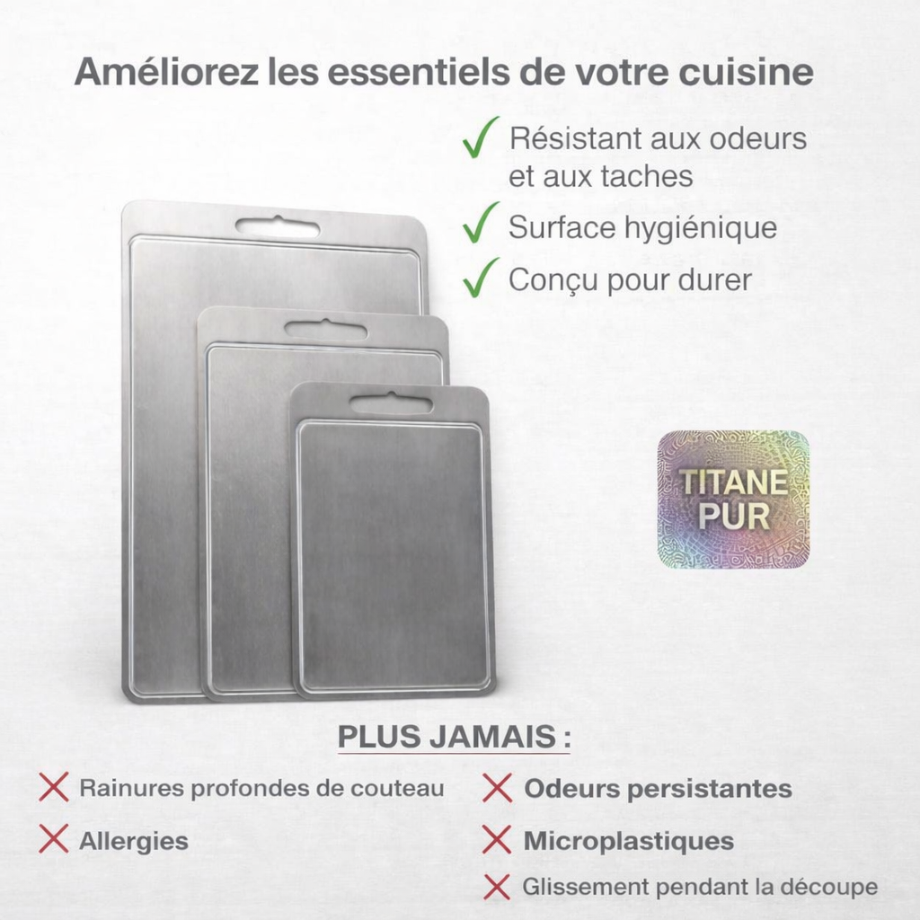 Set de planches à découper en titane pur