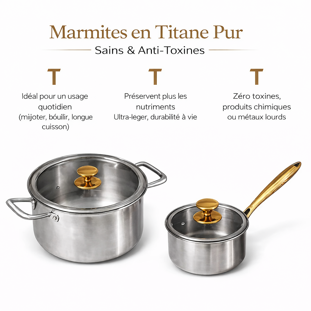 Batterie de cuisine complète Signature en titane (14 pièces)