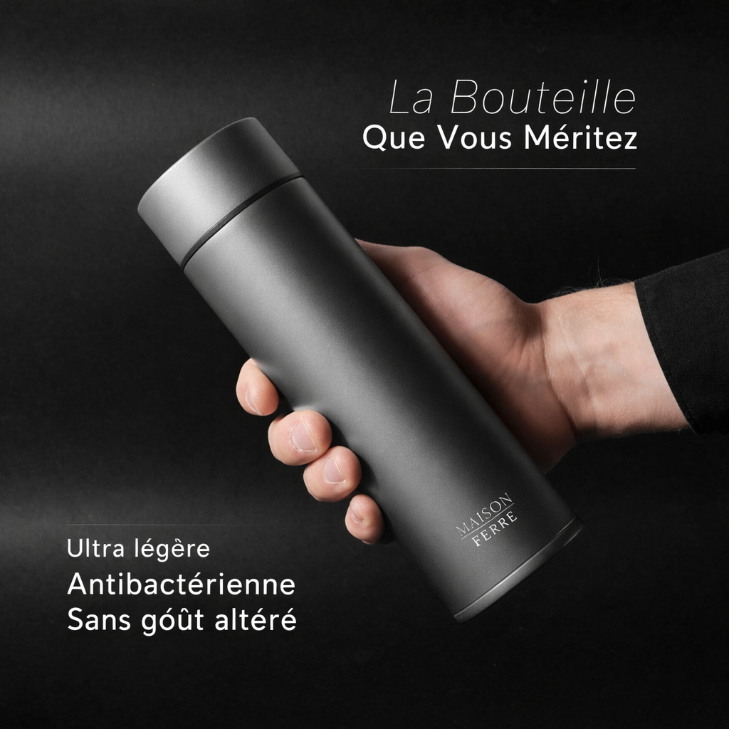Maison Ferré® – Bouteille d'Eau 100% Titane Pur Buvez Pur. Vivez Mieux.