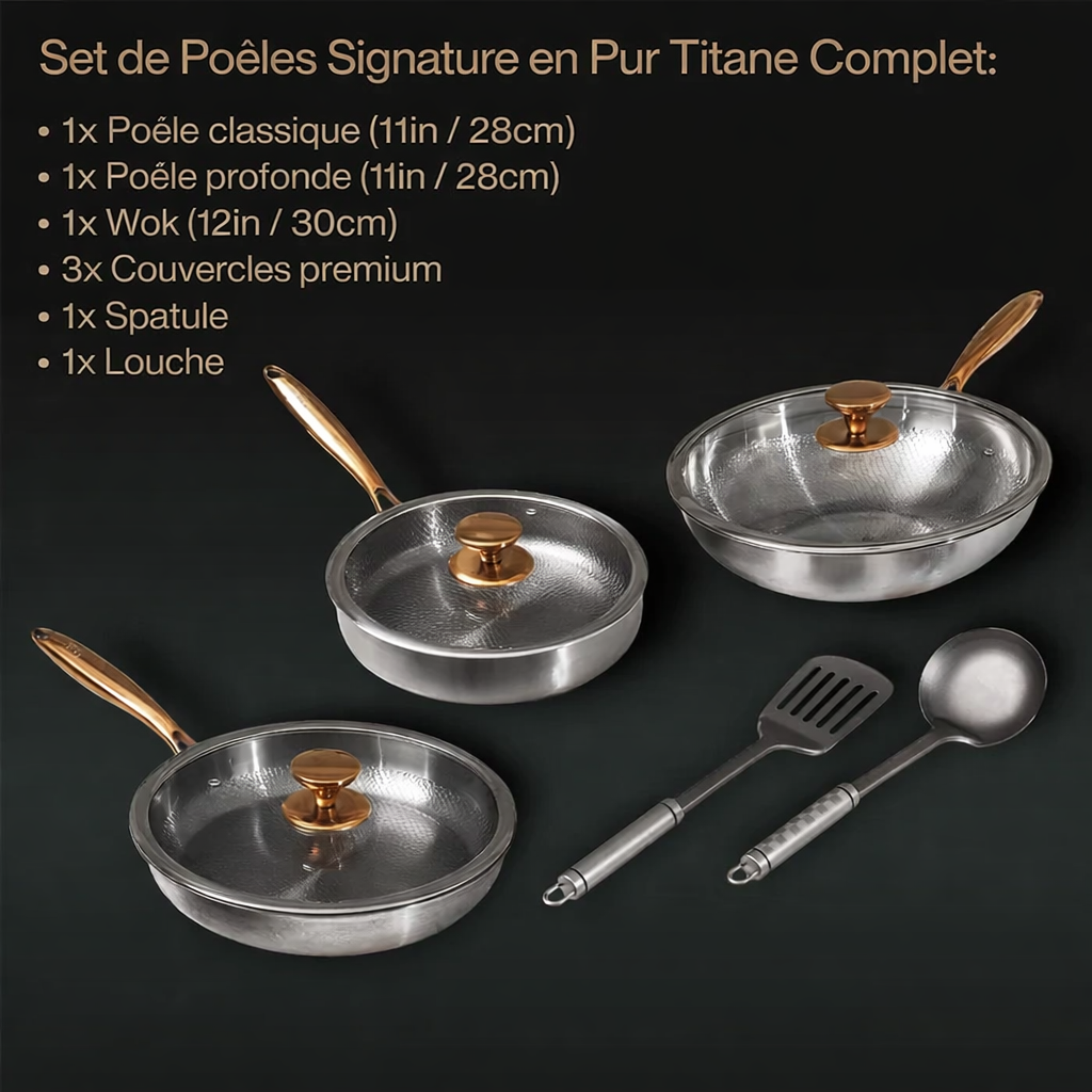 Set Complet Signature en Titane Pur (8 Pièces)