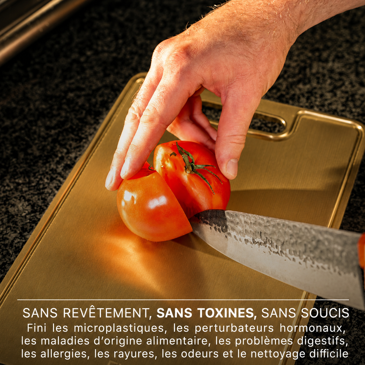 Planche à découper en titane pur – Édition Or