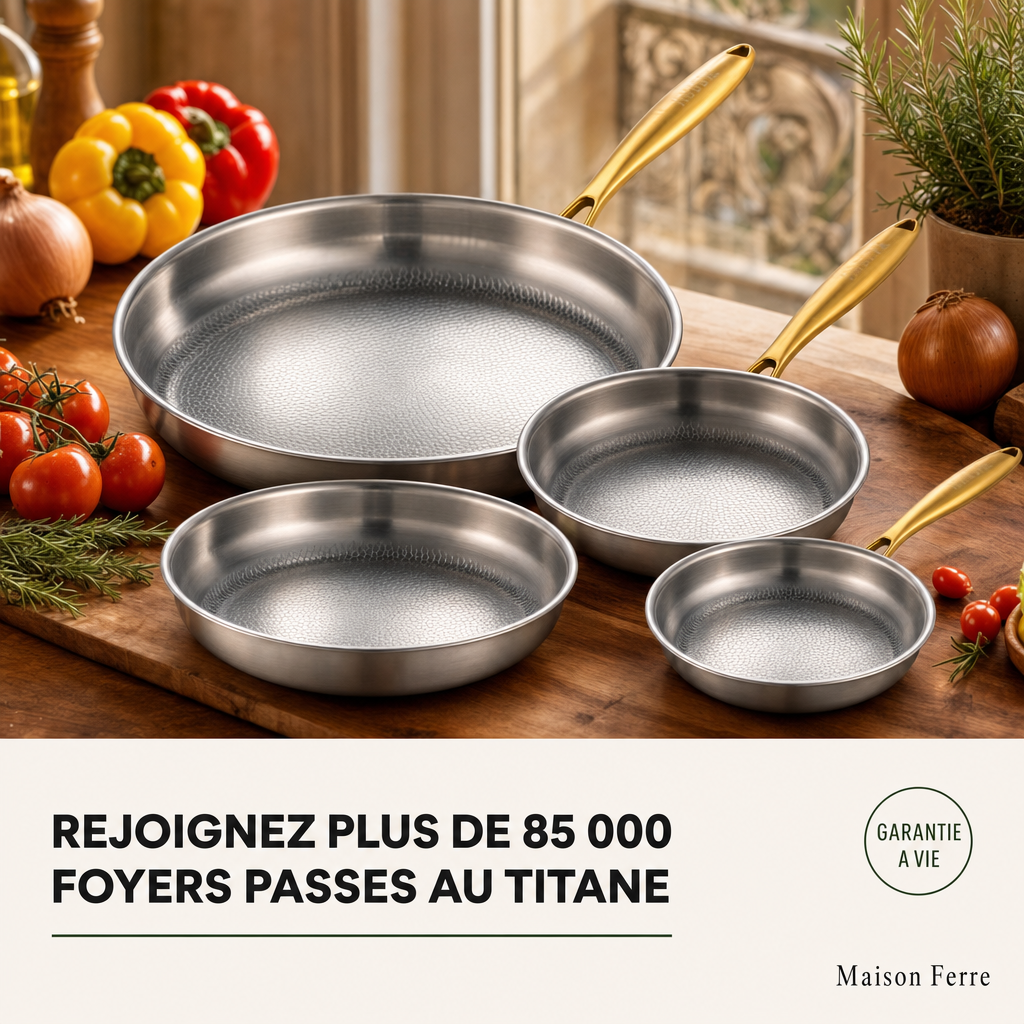 Maison Ferre® – batterie de cuisine en titane pur, sans PFAS