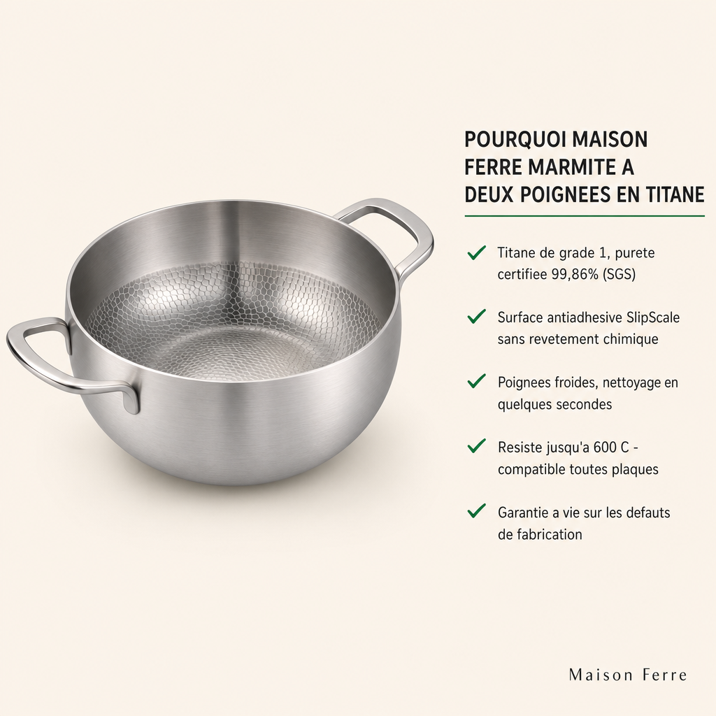 Poêle profonde en titane Pro – vue détaillée