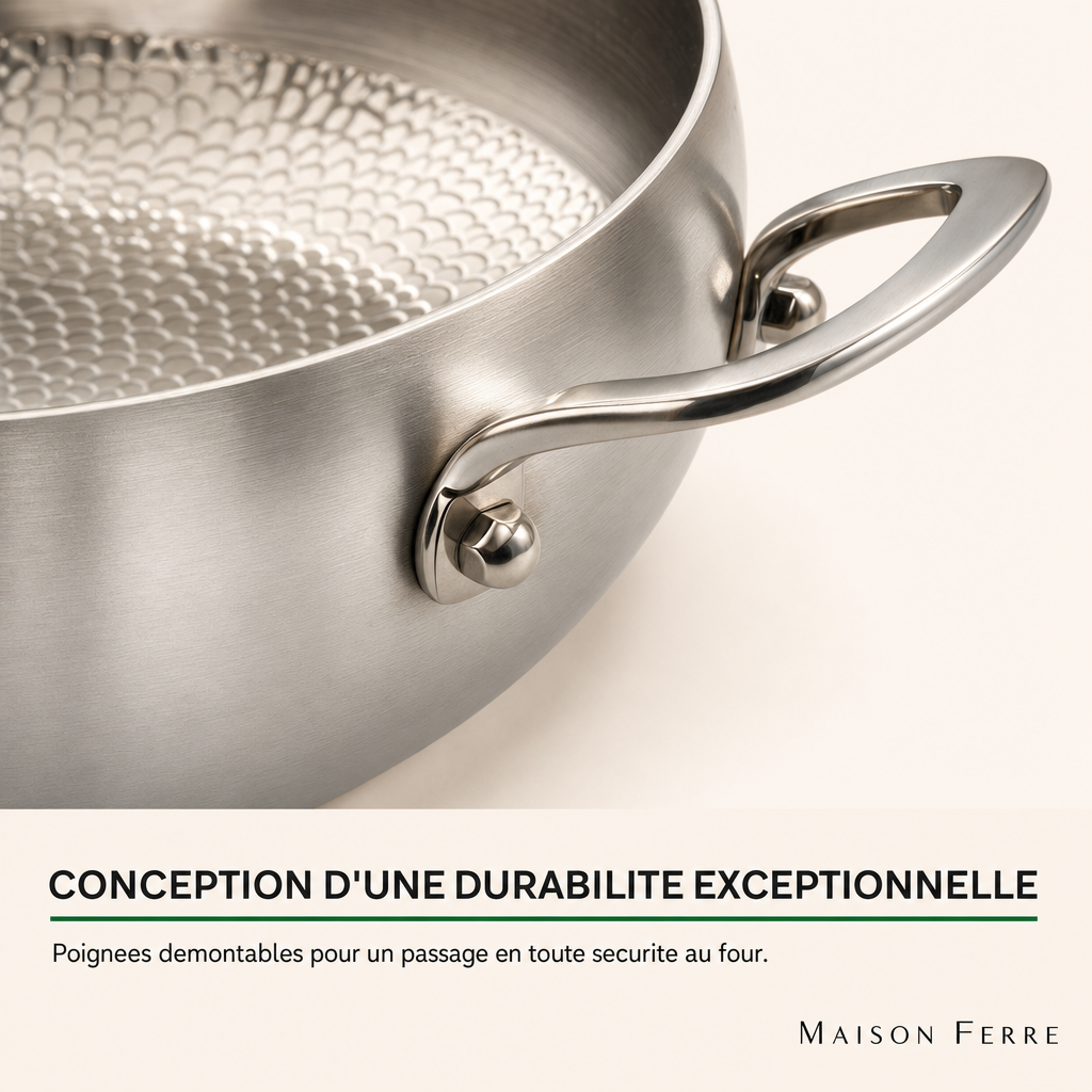 Poêle profonde en titane Pro – gros plan sur le titane pur